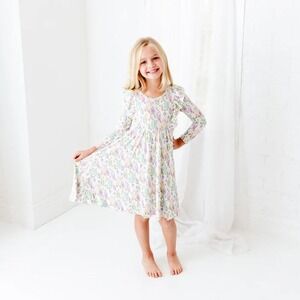 Dream Jamms Girls Jamstones Crystal Print Long Sleeve Bamboo Dress Size 6T